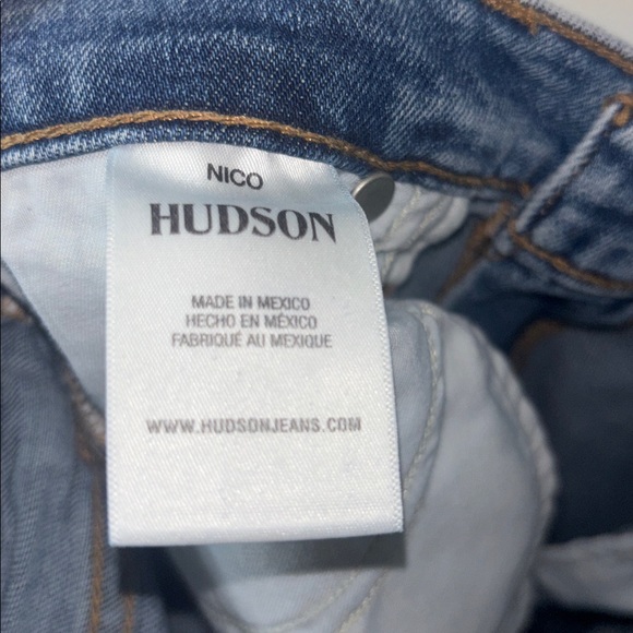Hudson Nico Jeans Straight Leg Distressed Busted Knee Cuff Blue Denim Stretch 29 - Picture 4 of 8
